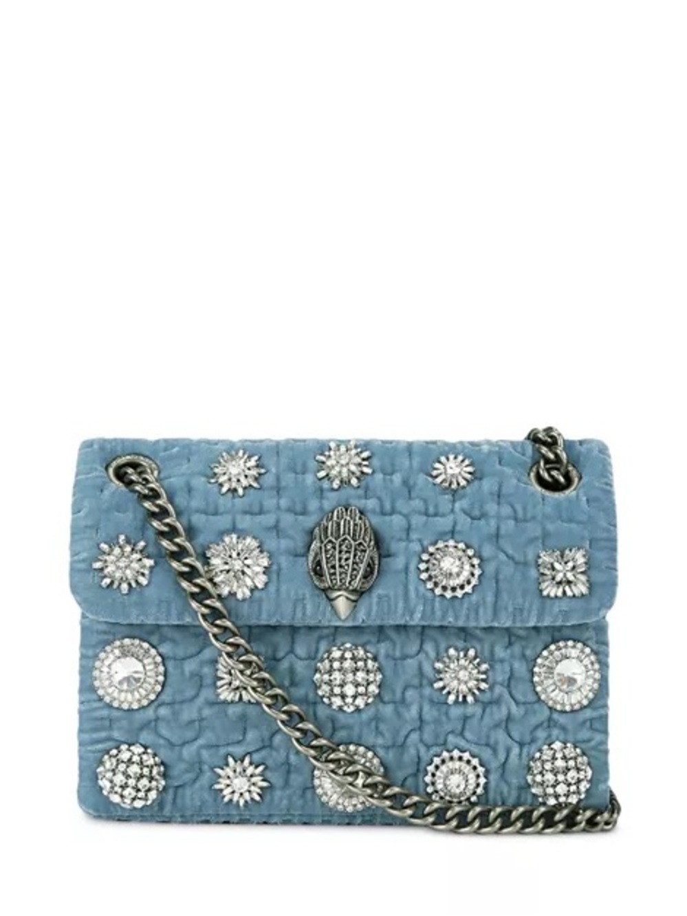 New Kurt Geiger Kensington Crystal Embellished Velvet Shoulder Bag